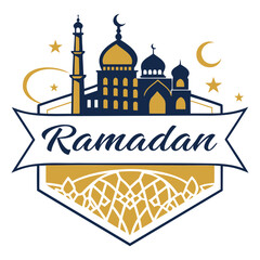 Elegant Ramadan Logo: Traditional Mosque Elements with Contemporary Font