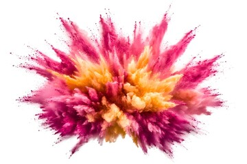 Obraz premium Vibrant Colorful Powder Explosion Splash Abstract Burst on White Background