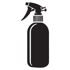 Black Spray Bottle Silhouette Illustration for Cleaning