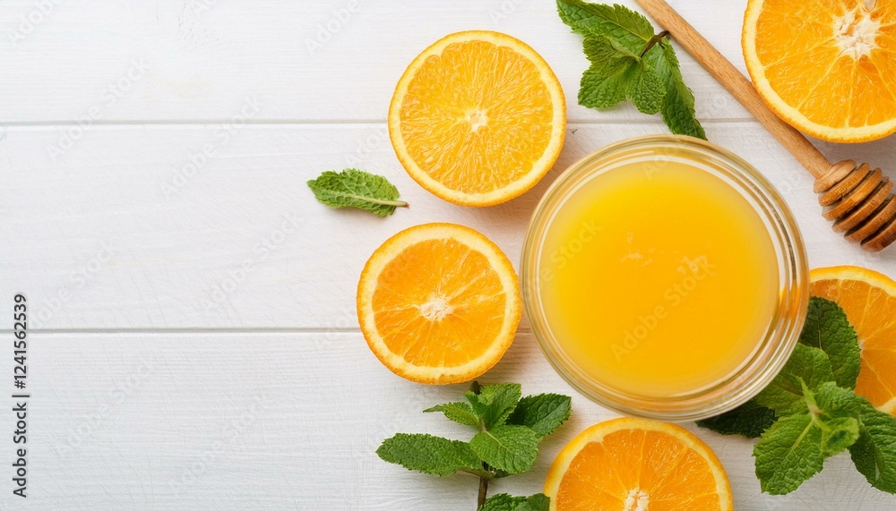 Canvas Prints Freshly squeezed orange juice with honey and mint.