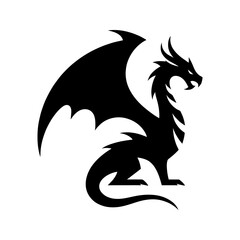 Dragon silhouette. Black dragon. Vector illustration.