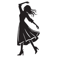 Silhouette of a Woman in a Flowing Dress
