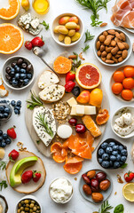 Overhead View of a Table with Nutritious, Healthy and Vegetarian Cuisine