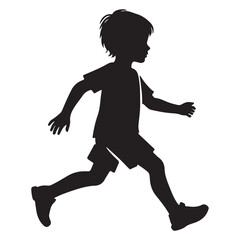 Running Boy Silhouette Vector Illustration Active Child