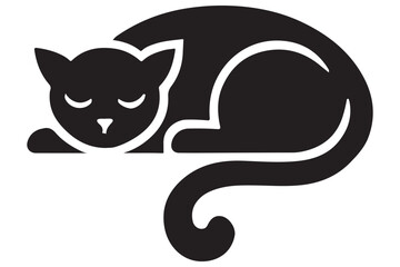 Sleeping Cat Silhouette Vector Graphic