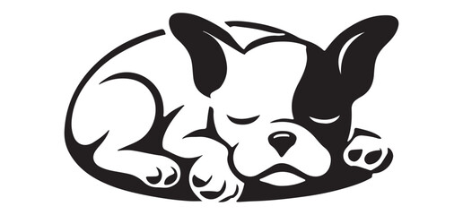 Adorable Sleeping French Bulldog Puppy Silhouette Illustration