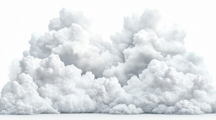 White fluffy clouds isolated on white background, weather, nature