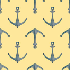Anchor motifs in an elegant watercolor pattern, perfect for maritime-themed invitations, nautical decor, or travel accessories.