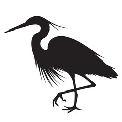 Obraz premium Silhouette of a Heron Bird in a Natural Pose