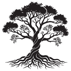 Obraz premium Majestic Silhouette of an Ancient Tree with Deep Roots