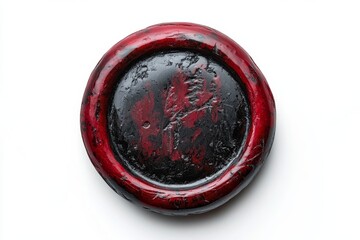 Intricate Red and Black Wax Seal Vintage, Handcrafted, Decorative, Authentic