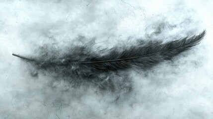 Black Feather Enveloped In Smoky Haze