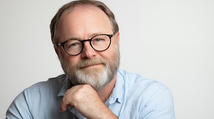 Fototapeta premium a portrait of a man with a beard wearing glasses 