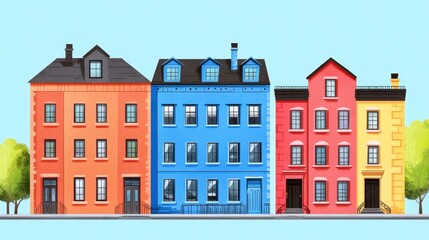 Fototapeta premium Colorful Urban Houses Illustration