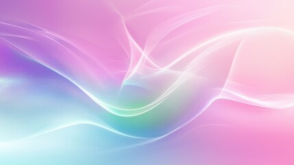Obraz premium Swirling pastel waves blend seamlessly in a soft, dreamy landscape of flowing colors, creating a tranquil visual experience perfect for digital backgrounds