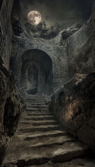 Obraz premium At night At night Passage-Coffin is shrouded in an_004