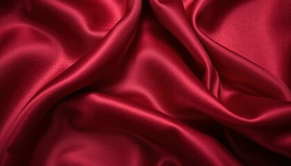 Obraz premium Luxurious Deep Red Satin Fabric with Smooth Texture and Elegant Folds