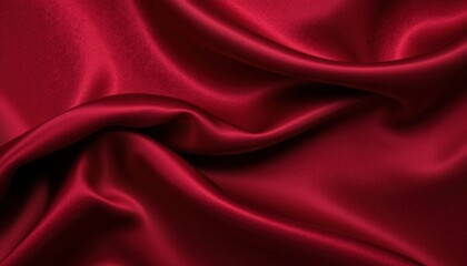 Luxurious Deep Red Satin Fabric with Smooth Texture and Elegant Folds