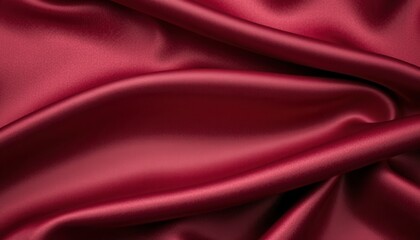 Obraz premium Luxurious Deep Red Satin Fabric with Smooth Texture and Elegant Folds