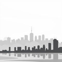 Fototapeta premium A vibrant city skyline at sunset with a bright sun and pink blue and orange sky silhouetted skyline cityscape architecture illustration building city vector