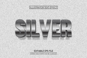Text effect in 3d chrome words text effect theme editable metal silver concept