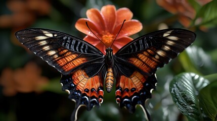 Fototapeta premium A butterfly is sitting on a flower
