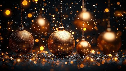 Fototapeta premium Golden Christmas Ornaments Sparkle Brightly