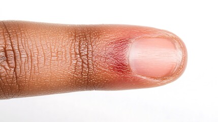 Close-up of Injured Fingertip with Blood Underneath Nail