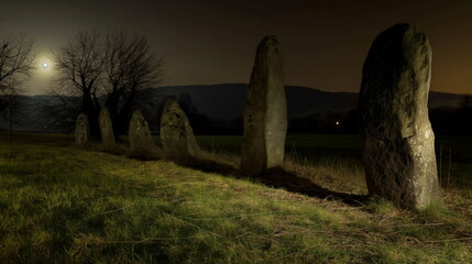 At night At night the Menhirs of Gross-Strechlitz _006
