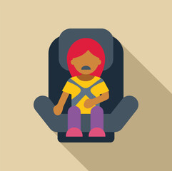 Upset child secured in car seat with seatbelt, emphasizing car safety for kids