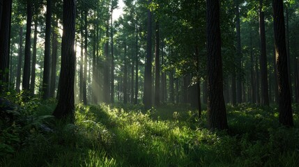 Obraz premium A forest with trees and grass