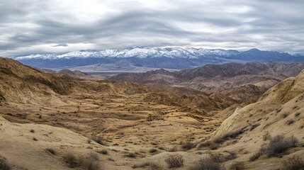 Fototapeta premium A panoramic view of the barren and desolate Nevada desert 