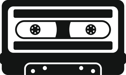 Retro audio cassette tape icon symbolizes vintage music technology and sound recording