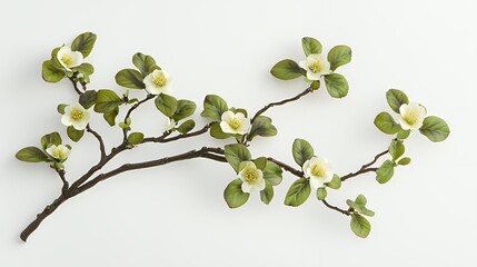 Obraz premium a branch of a lemon tree with flowers on a white background 