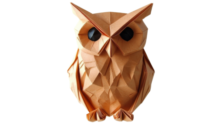 Intricate origami owl with transparent background