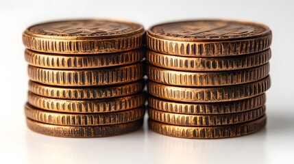 Stack of Golden Coins on White Background