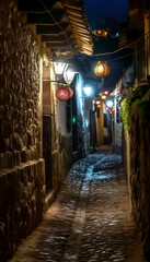 Fototapeta premium At night At night the streets of Cusco are filled _008