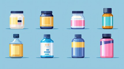 Assorted Bottles and Jars with Blank Labels