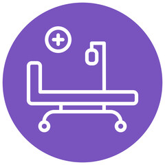 Hospital Bed Line Purple Circle Icon