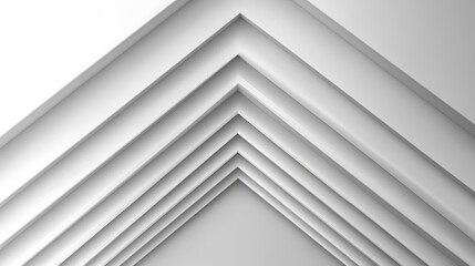 Obraz premium Abstract white geometric shapes, converging lines, interior design