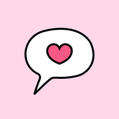 Valentine love red heart illustration, doodle, line art vector love object design