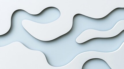 Abstract white shapes, light blue background, design texture