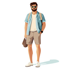 Cyprus Man Summer Clothes and Style Vector Illustration | Light and Stylish Warm-Weather Fashion