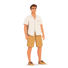 Fototapeta premium Czech Republic Man Summer Clothes Vector Illustration | Light and Stylish Warm-Weather Fashion Artwork