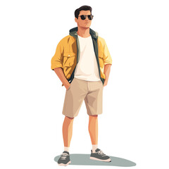 Fototapeta premium Czech Republic Man Summer Clothes Vector Illustration | Light and Stylish Warm-Weather Fashion Artwork
