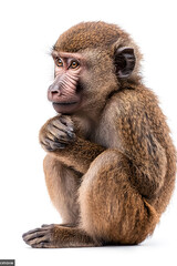 Fototapeta premium Olive Baboon Savanna Monkey isolated on white background