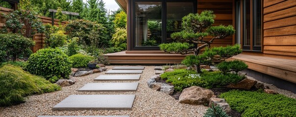 Creating a tranquil japanese garden at home with a stone rock path
