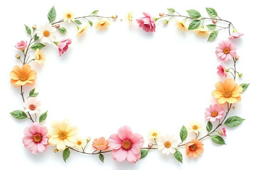 Cornice floreale con fondo bianco 
spring flowers frame