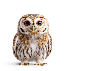 Naklejka premium Owl is sitting isolated on white background
