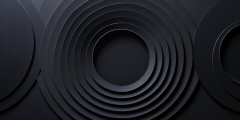 An all-black canvas with minimalistic, concentric circles, Center-focused and orderly design